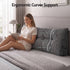 Giselle Headboard Pillow for Sitting in Bed, Upgraded Shredded Foam Reading Wedge Cushion for Lumbar Support, 320g Corduroy Backrest with Side Pockets for Dorm Daybed, Queen