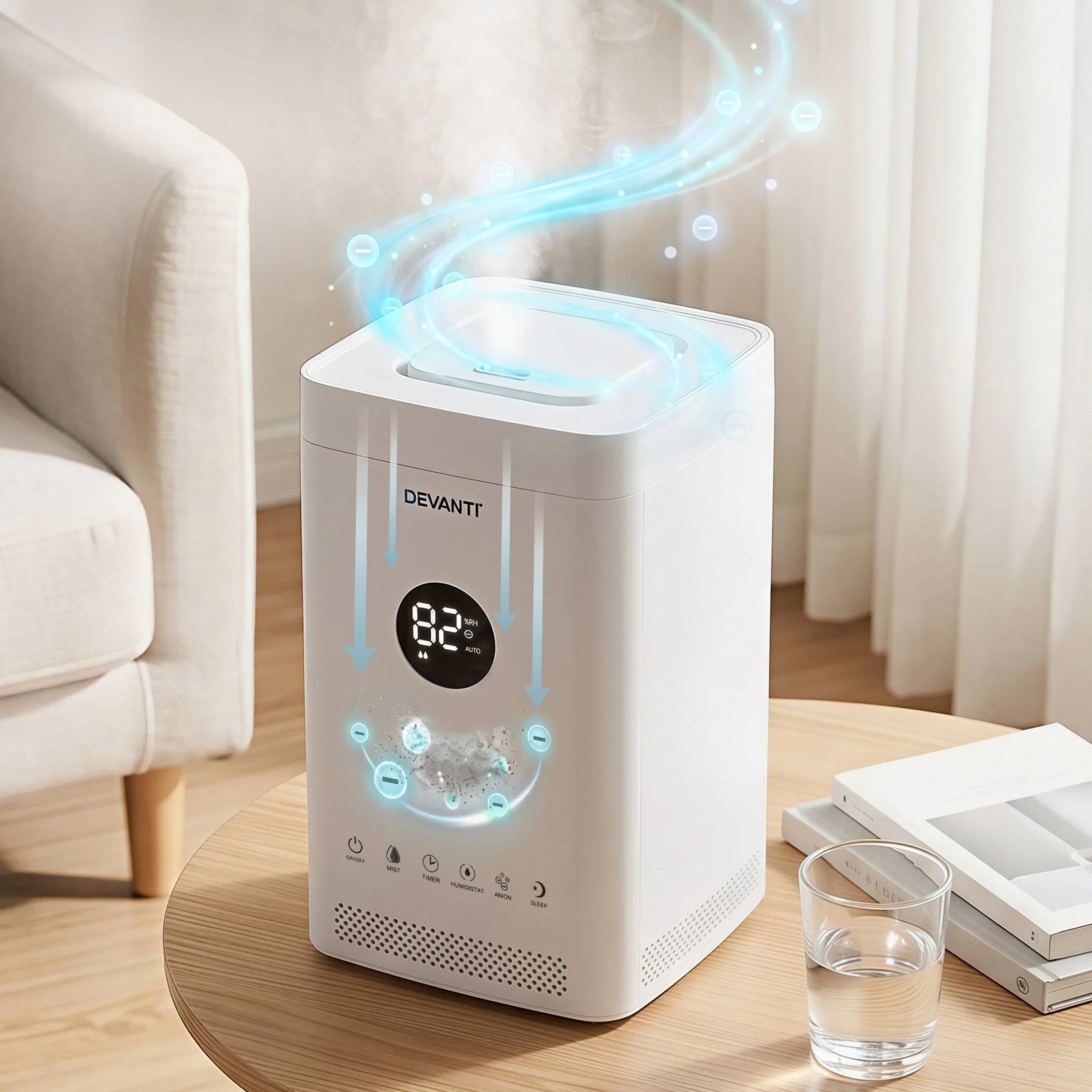 Ultrasonic Humidifier 3.5L – Cool Mist, Auto Humidity, Ioniser, Sleep Mode