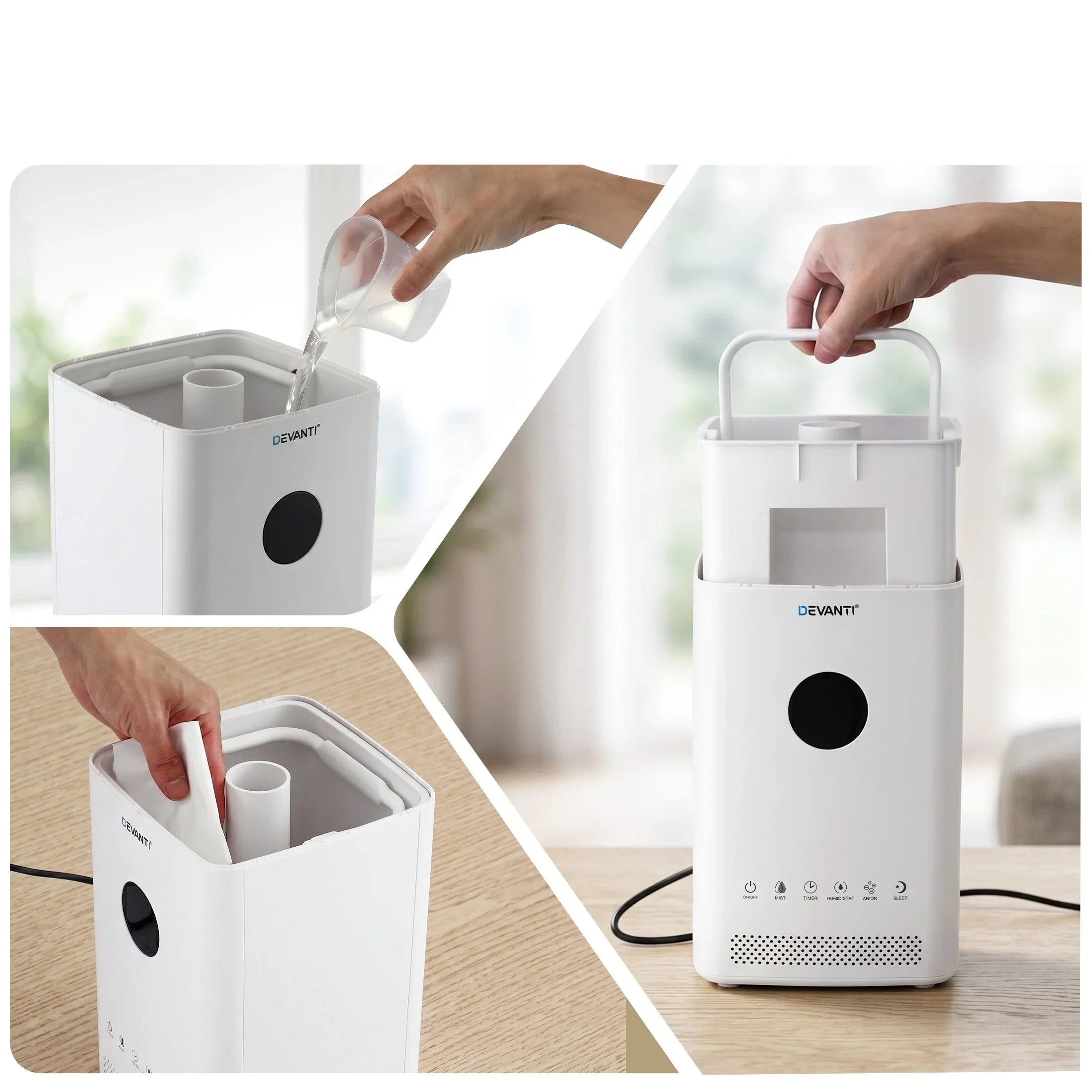 Ultrasonic Humidifier 3.5L – Cool Mist, Auto Humidity, Ioniser, Sleep Mode