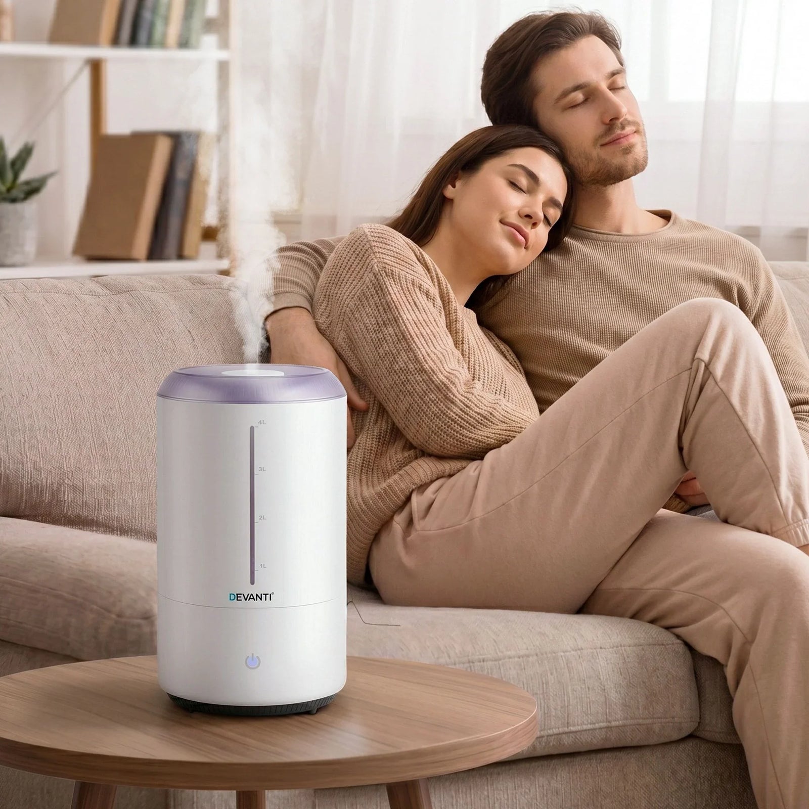 Ultrasonic Humidifier 4L – Aroma Diffuser, Top Fill, 360° Nozzle, White