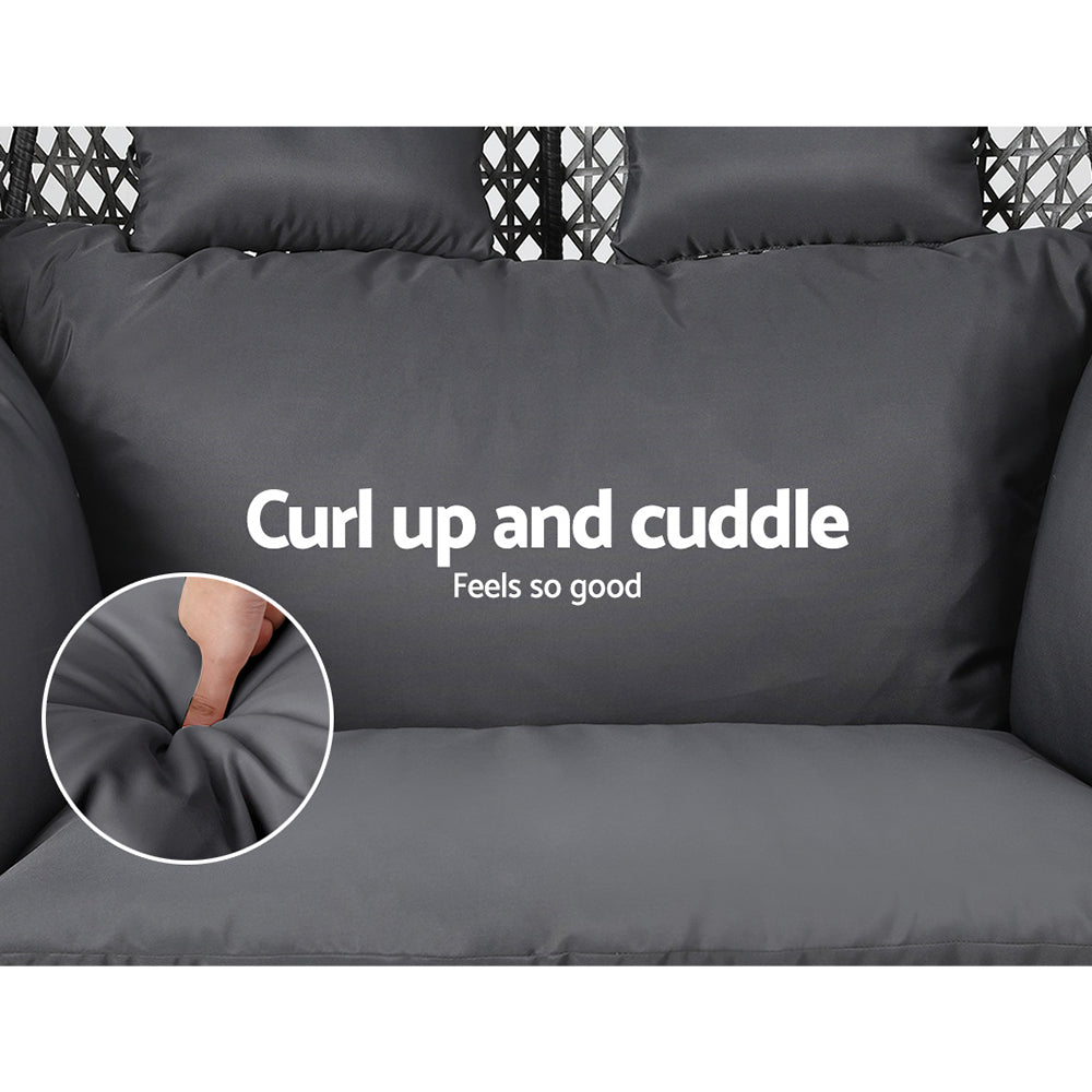 Outdoor Swing Chair Hanging Rattan Patio Furniture Pod Stand Cushion 2 Seater