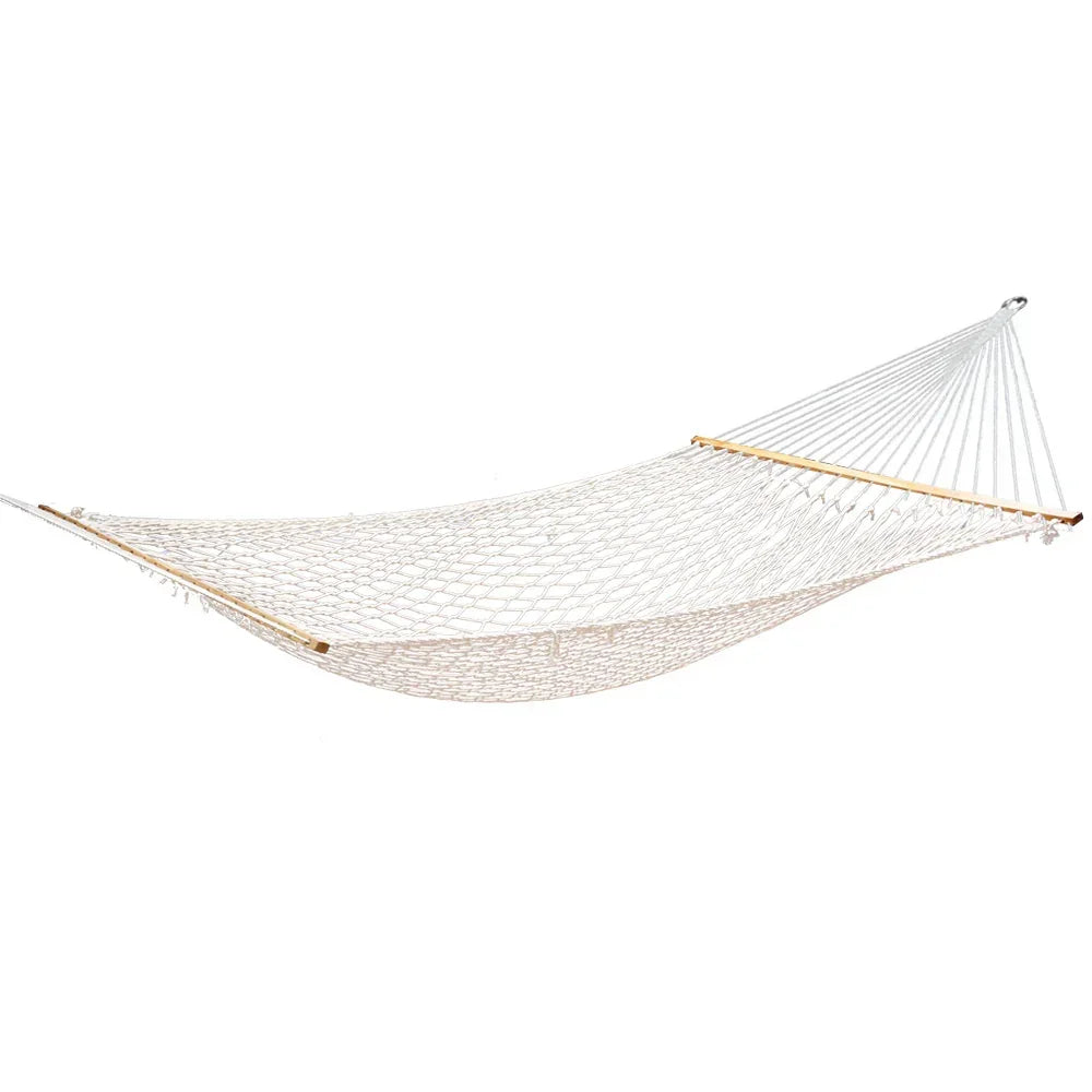 2 Person Rope Hammock Cotton Polyester Wooden Spreader Bars 180kg