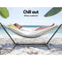 Hammock with Stand Cotton Fabric Steel Frame Adjustable Height Cream
