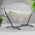 Hammock with Stand Cotton Fabric Steel Frame Adjustable Height Cream