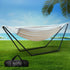 Hammock with Stand Steel Frame Outdoor Indoor Cotton Polyester 150kg Capacity
