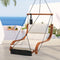 Hanging Hammock Chair with Footrest Cup Holder Indoor Outdoor Cream