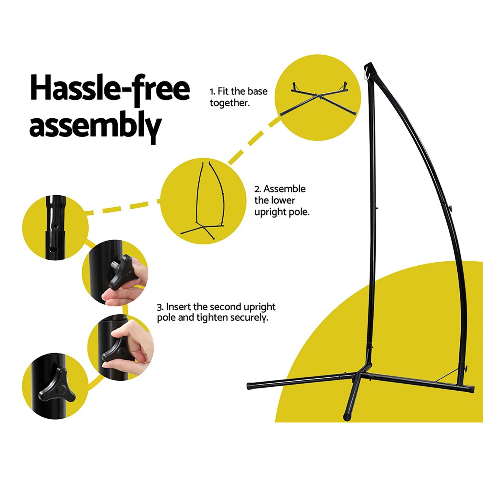 Hammock Chair Nest Web Outdoor Swing with Steel Stand 100cm