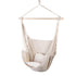 Hanging Hammock Chair with Cushions Timber Rail 120kg Cream Colour Finish