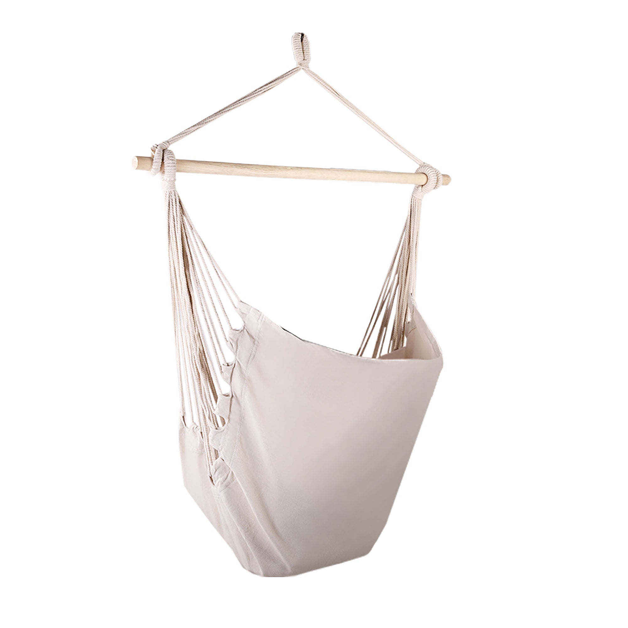 Hanging Hammock Chair with Cushions Timber Rail 120kg Cream