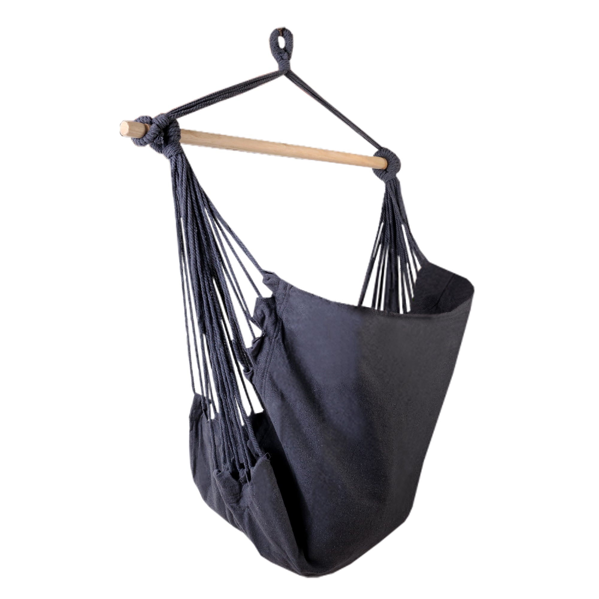 Hanging Hammock Chair with Cushions Timber Rail 120kg Grey