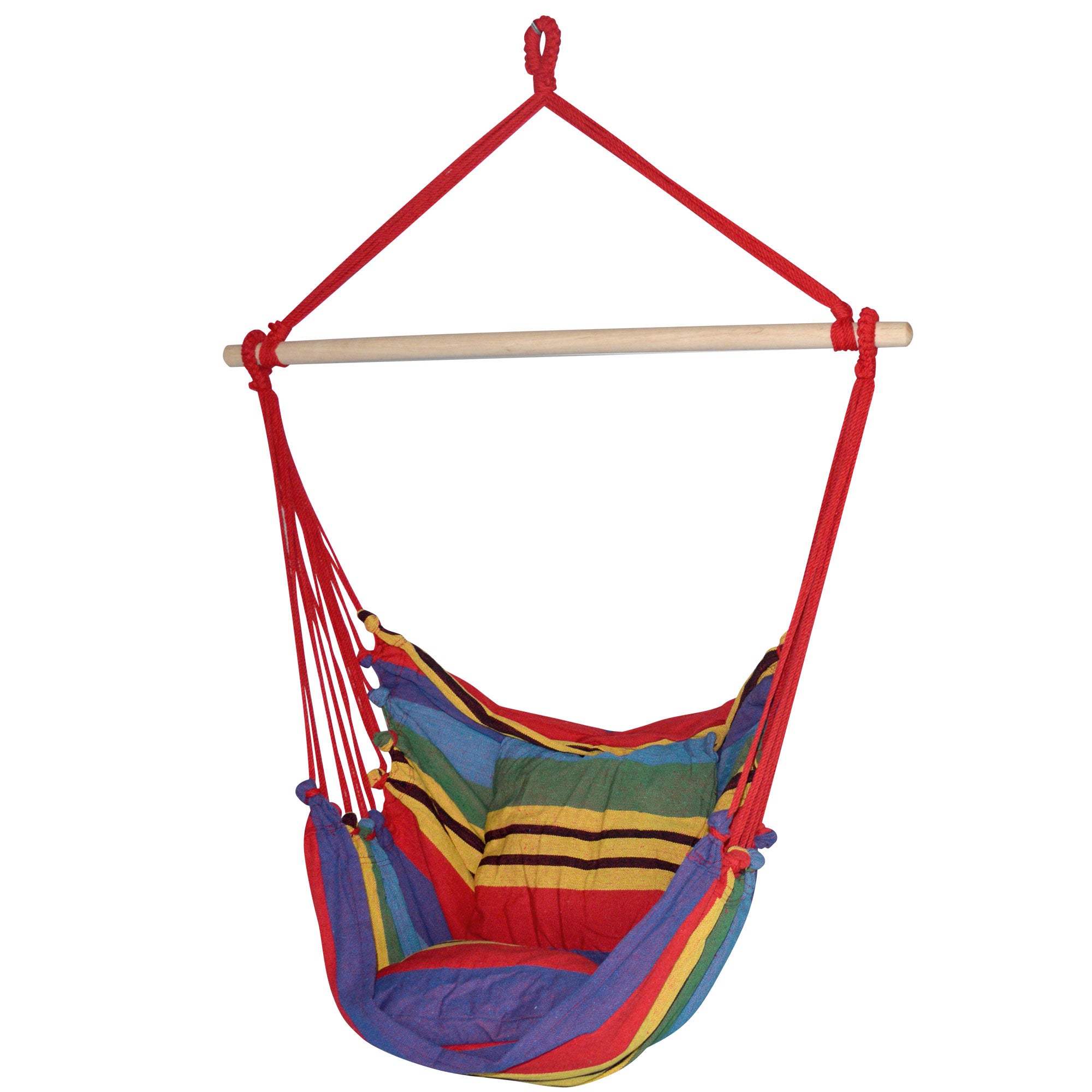 Hammock Chair with Timber Rail & Cushions 120kg Cotton Polyester Multi