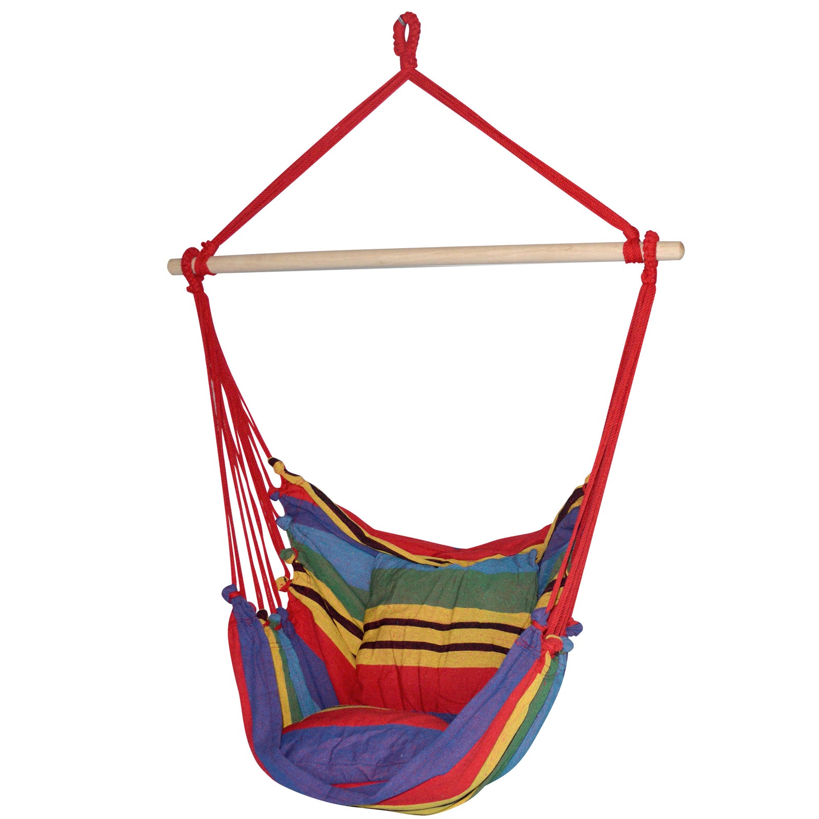 Hammock Chair with Timber Rail and Cushions 120kg Cotton Multi Colour Set