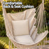 Gardeon Hammock Chair Camping Macrame Hanging Swing Cushions Metal Bar Cream