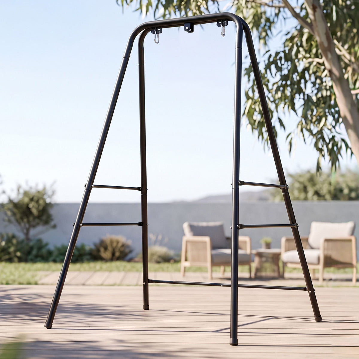 Gardeon Hammock Chair Stand 180cm Steel Frame 150kg for Hanging Swing Black