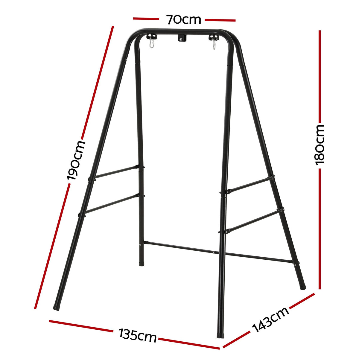Gardeon Hammock Chair Stand 180cm Steel Frame 150kg for Hanging Swing Black