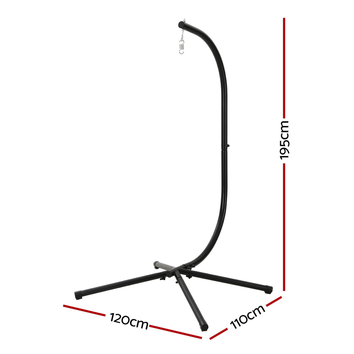 Gardeon Hammock Chair Stand 195cm Metal Frame 150kg for Hanging Swing Black