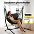 Hammock Chair Stand Iron Frame w/ Phone Holder Black