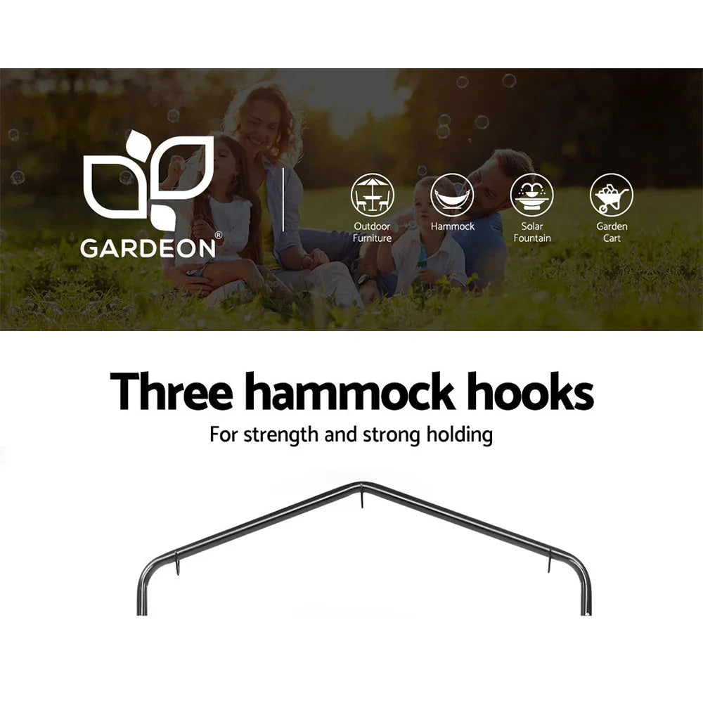 Outdoor Hammock Chair with Stand Cotton Swing Relax Hanging 124CM Cream