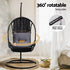 Outdoor Egg Swing Chair Wicker Furniture Pod Stand Armrest Black