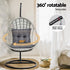 Outdoor Egg Swing Chair Wicker Furniture Pod Stand Armrest Light Grey