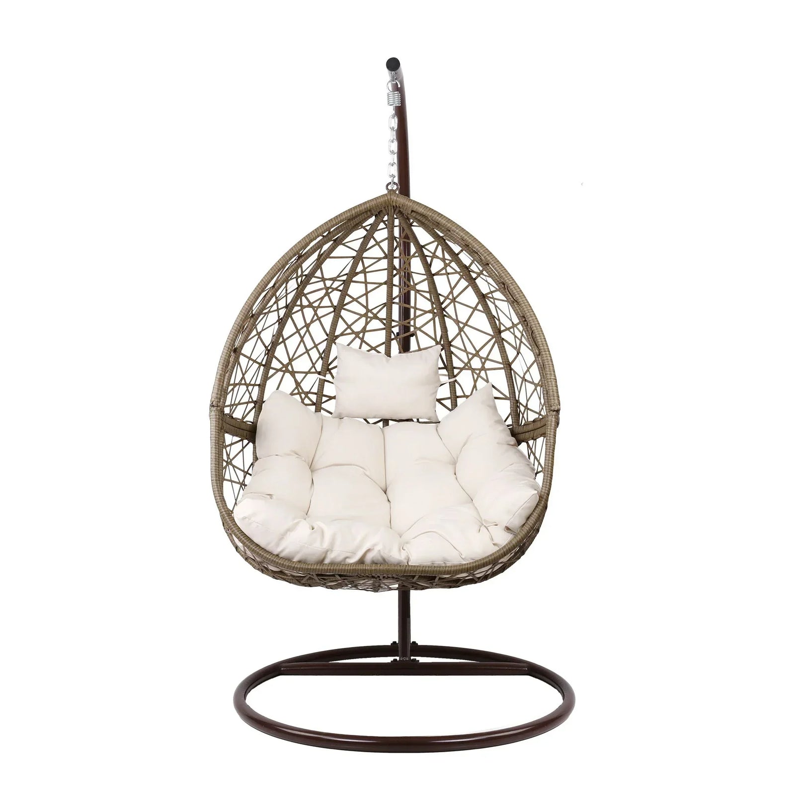 Hanging Egg Chair with Stand Wicker Pod Swing Chair Latte