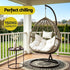 Hanging Egg Chair with Stand Wicker Pod Swing Chair Latte
