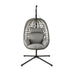 Gardeon Outdoor Swing Chair with Stand Cushion Rattan Furniture Grey