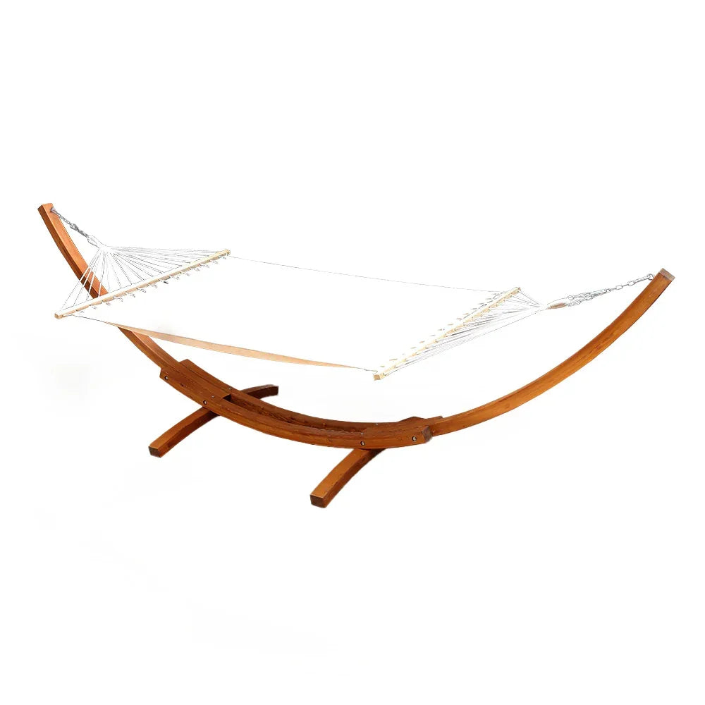 Timber Hammock 2 Person Larch Wood Frame 200kg Capacity Cream