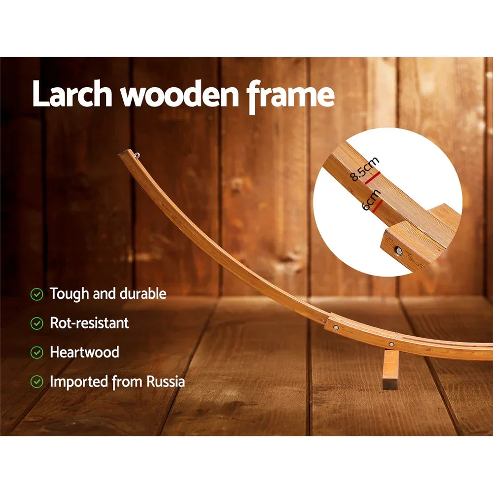 Timber Hammock 2 Person Larch Wood Frame 200kg Capacity Cream