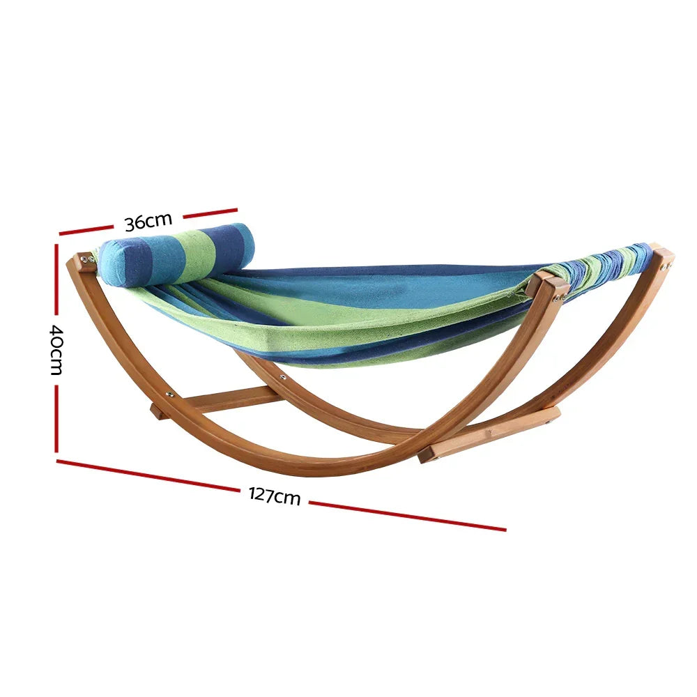 Kids Timber Hammock Outdoor Rocking Swing with Pillow Sky Blue