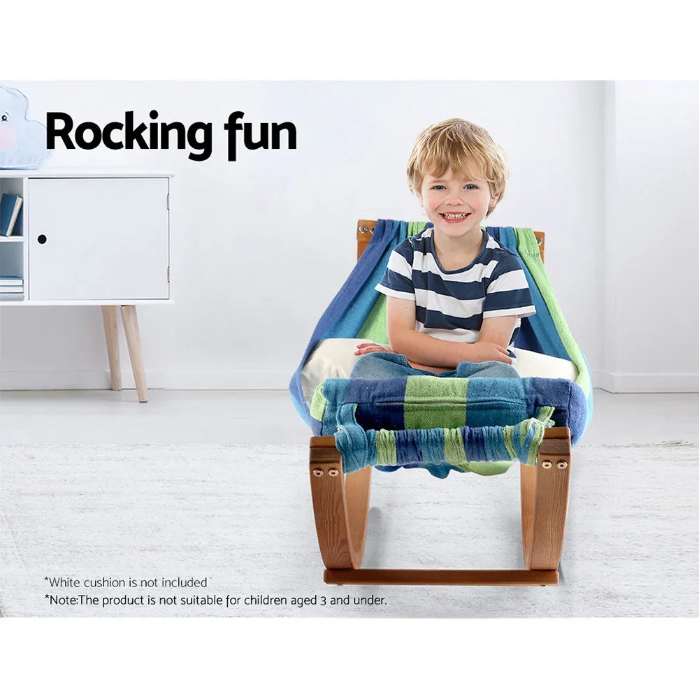 Kids Timber Hammock Outdoor Rocking Swing with Pillow Sky Blue