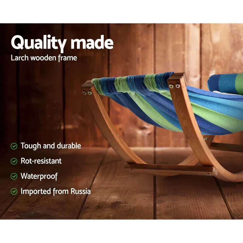 Kids Timber Hammock Outdoor Rocking Swing with Pillow Sky Blue