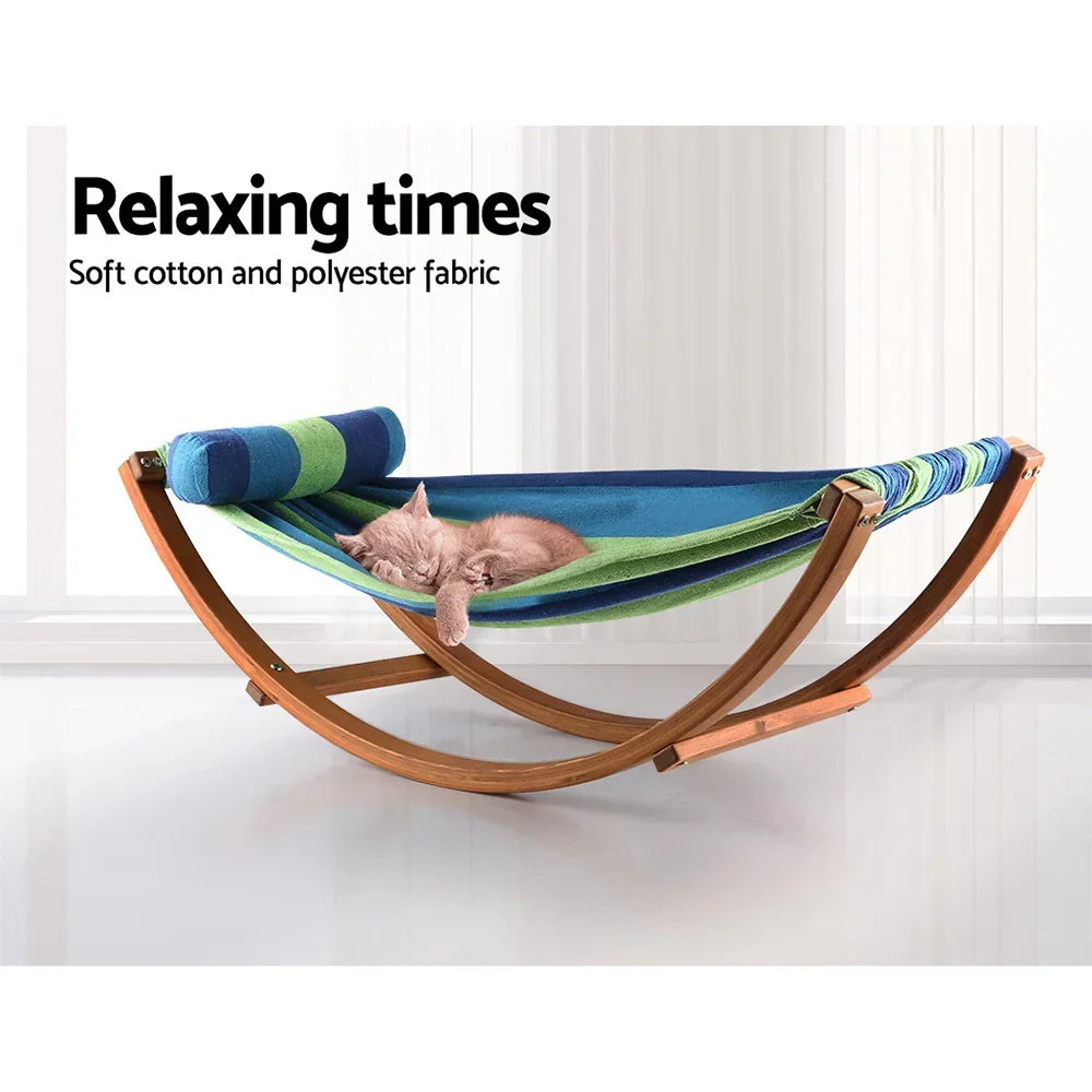 Kids Timber Hammock Outdoor Rocking Swing with Pillow Sky Blue Toy Set
