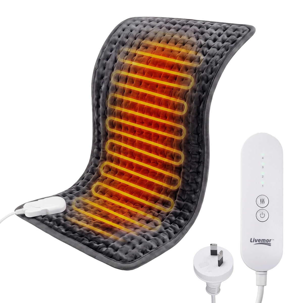 Livemor Heating Pad for Back Neck Shoulder Knee Arms Legs 60x30cm 4 Heat Settings Gift for Women Men