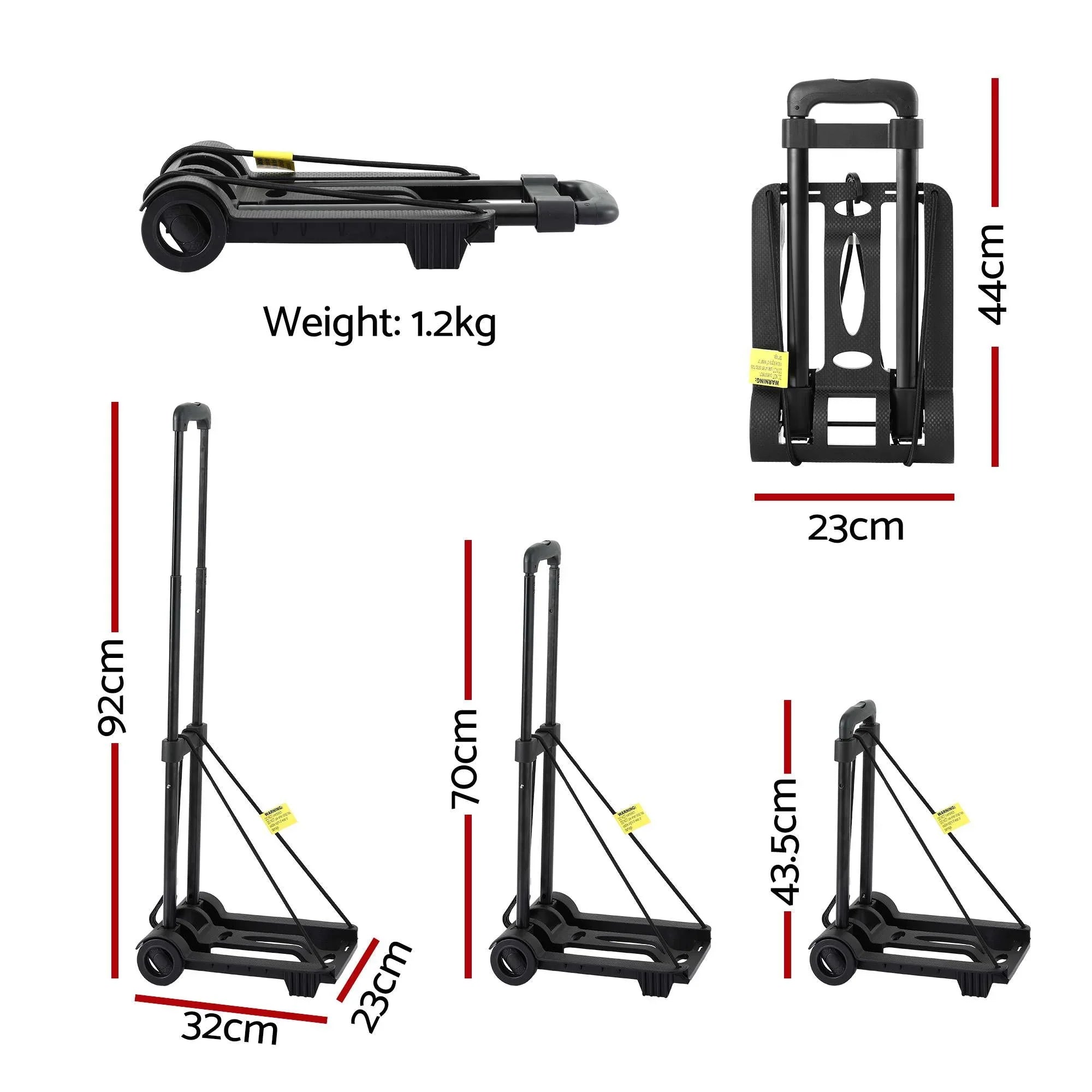 Folding Trolley Portable Hand Truck Lightweight Travel Luggage Black