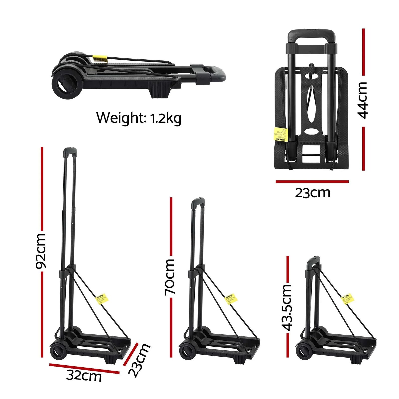 Folding Trolley Portable Hand Truck Lightweight Travel Luggage Black