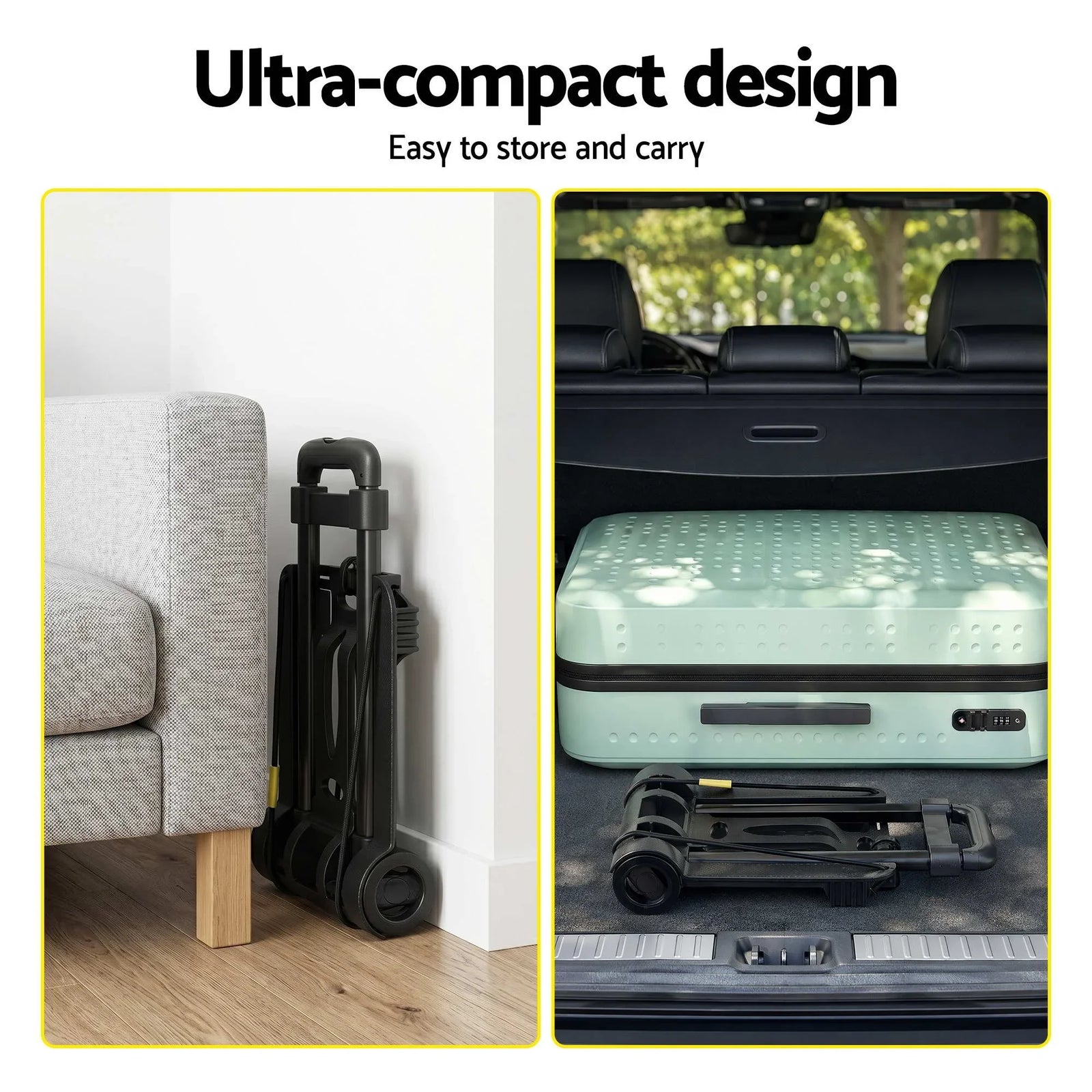 Folding Trolley Portable Hand Truck Lightweight Travel Luggage Black