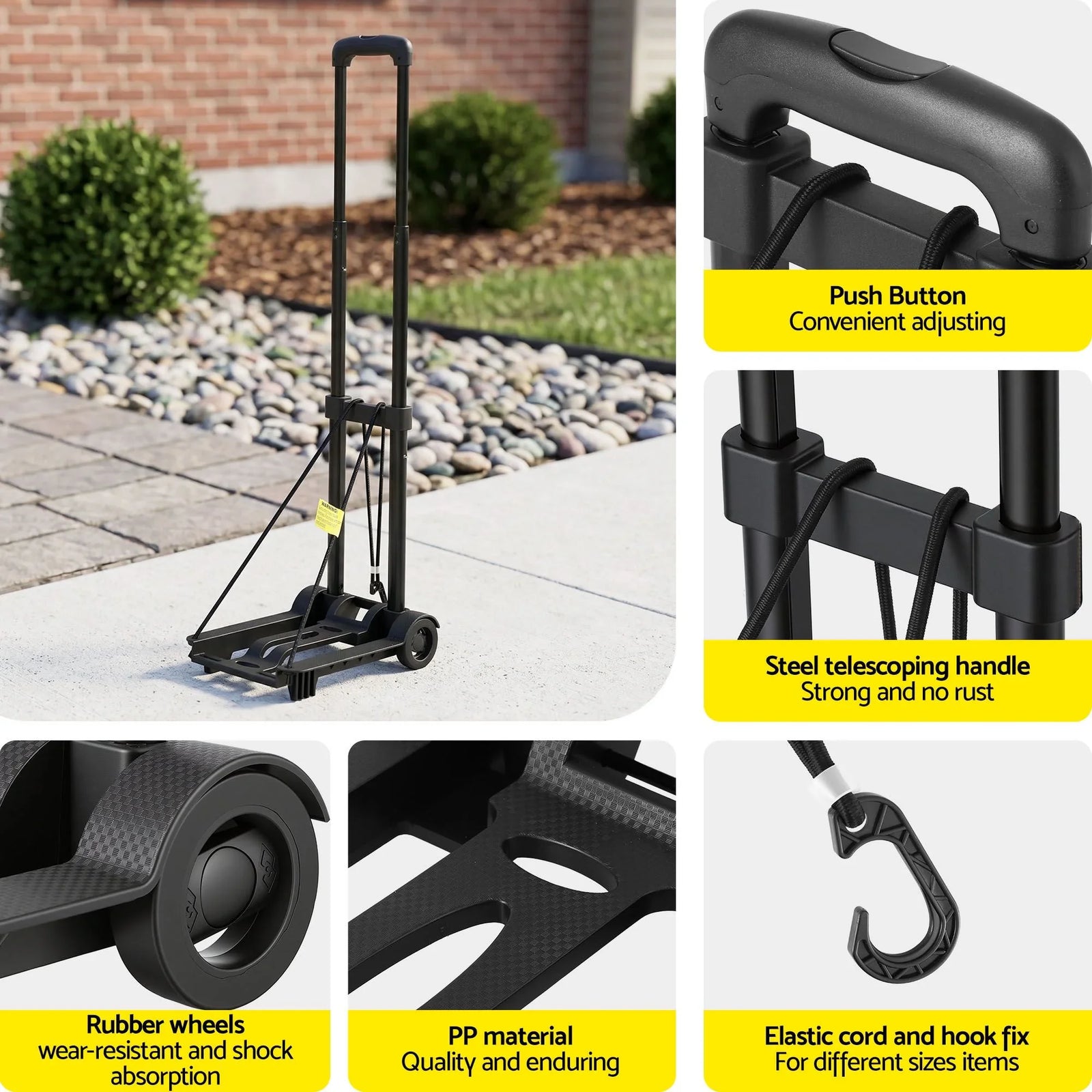 Folding Trolley Portable Hand Truck Lightweight Travel Luggage Black