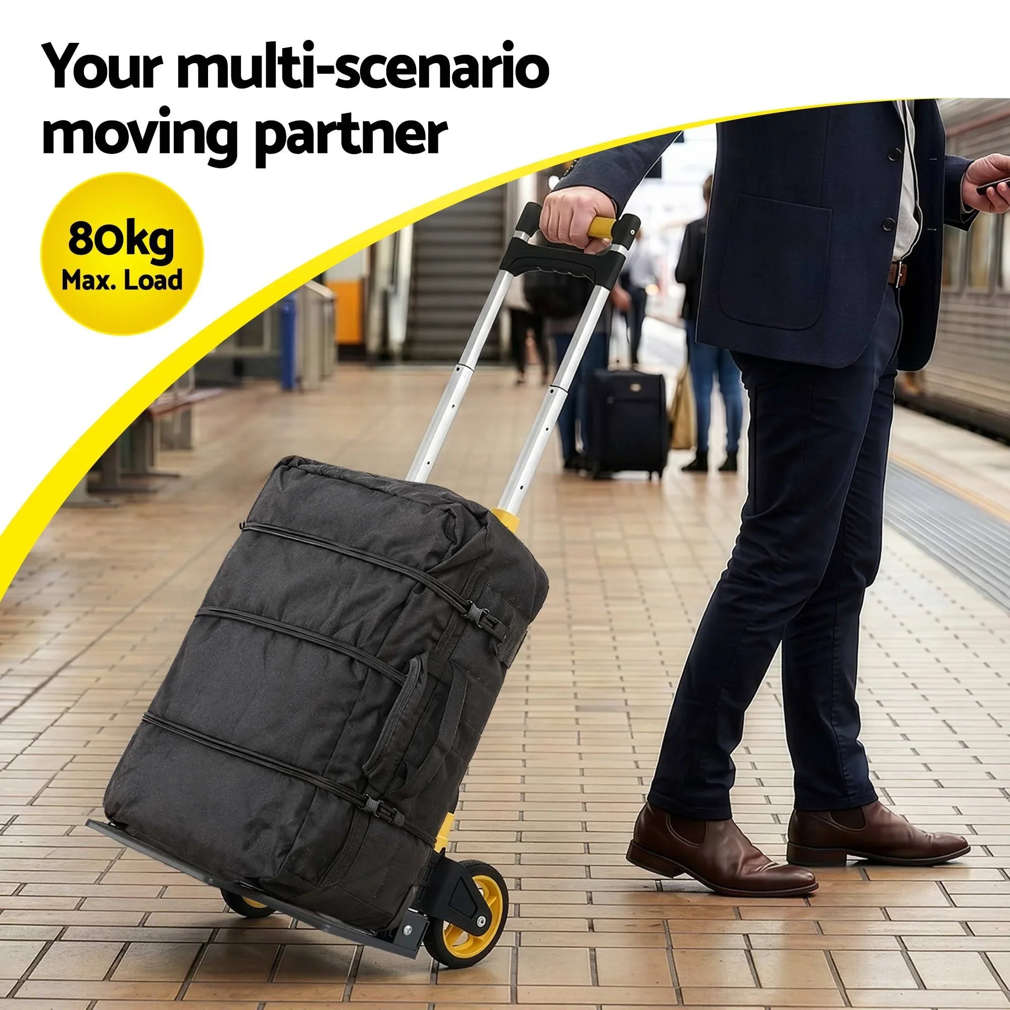 Folding Trolley Portable Hand Truck Lightweight Travel Luggage Silver