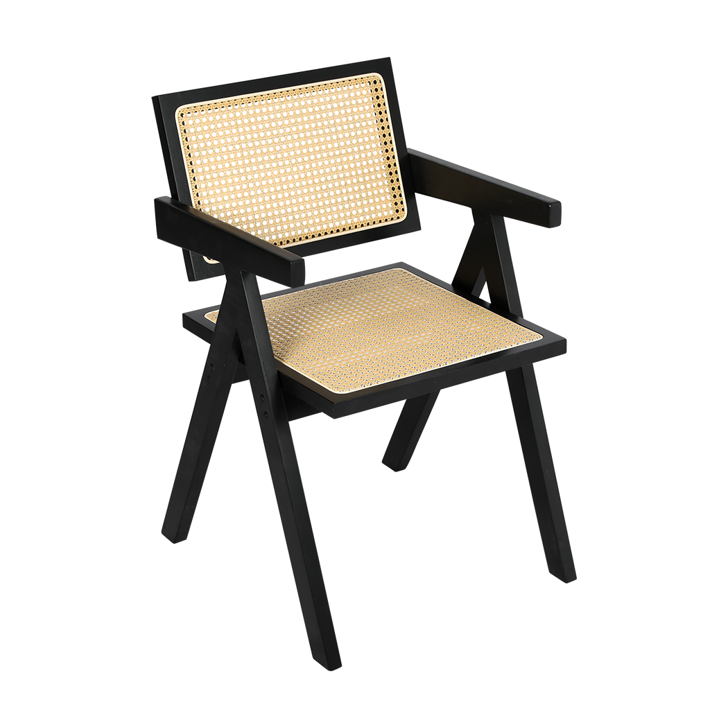 Levede 2x Black Wicker Armchair Dining Chair-1975420360362954760