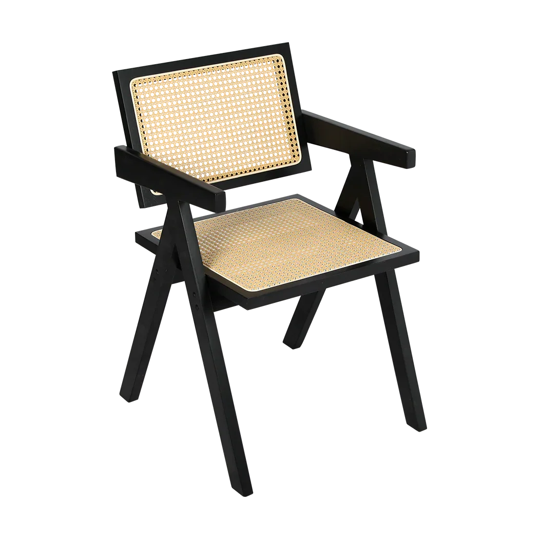 Levede 8x Black Wicker Armchair Dining Chair-2029387210922528776