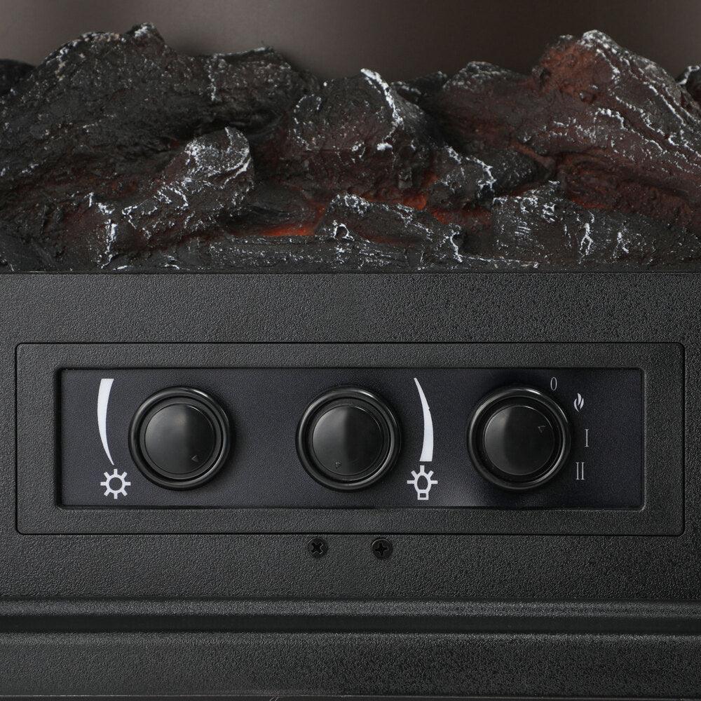 Electric Fireplace Heater – 2000W, 3D Flame, Thermostat, Freestanding Vintage