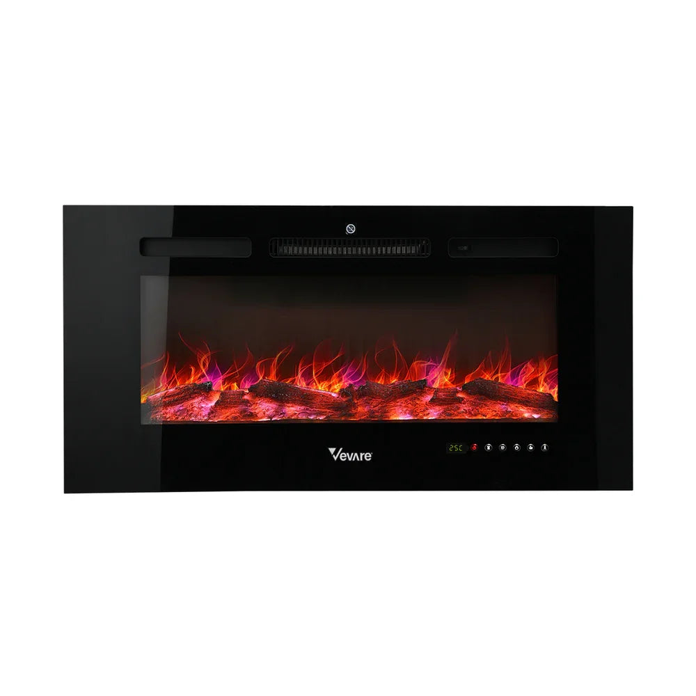 Electric Fireplace Heater Wall Mounted 3D Flame Effect 2000W
