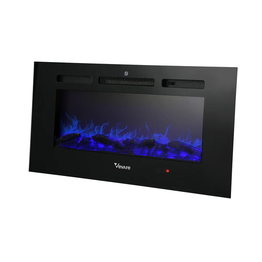 Electric Fireplace Heater Wall Mounted 3D Flame Effect 2000W