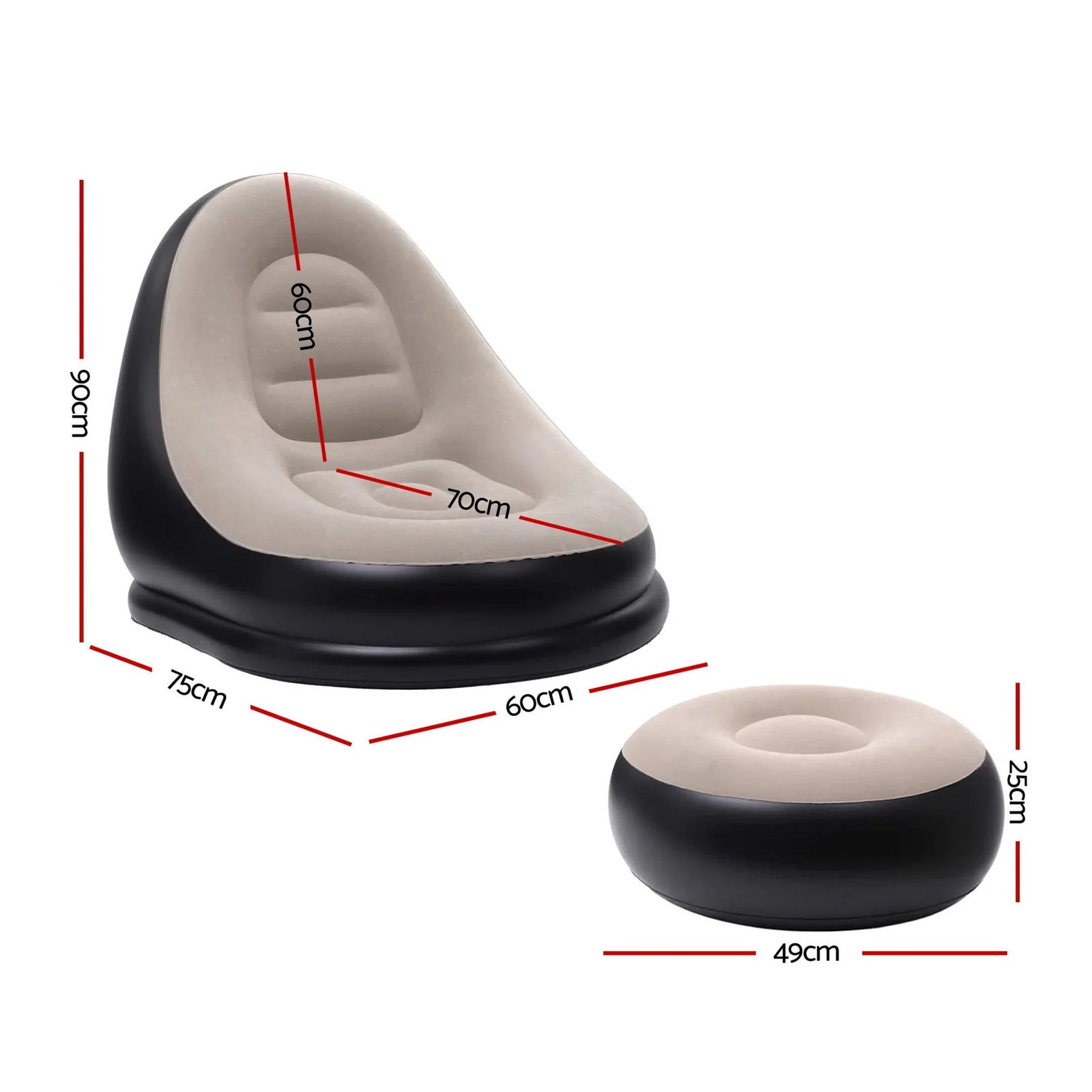 Inflatable Chair with Ottoman Air Sofa Blow Up Air Chair for Camping with Pump