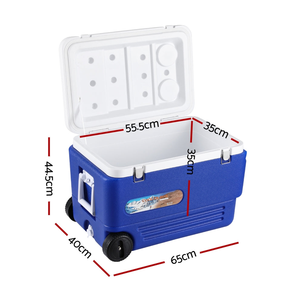 Glacio 60L Portable Ice Cooler Box With Wheels Camping Fridge