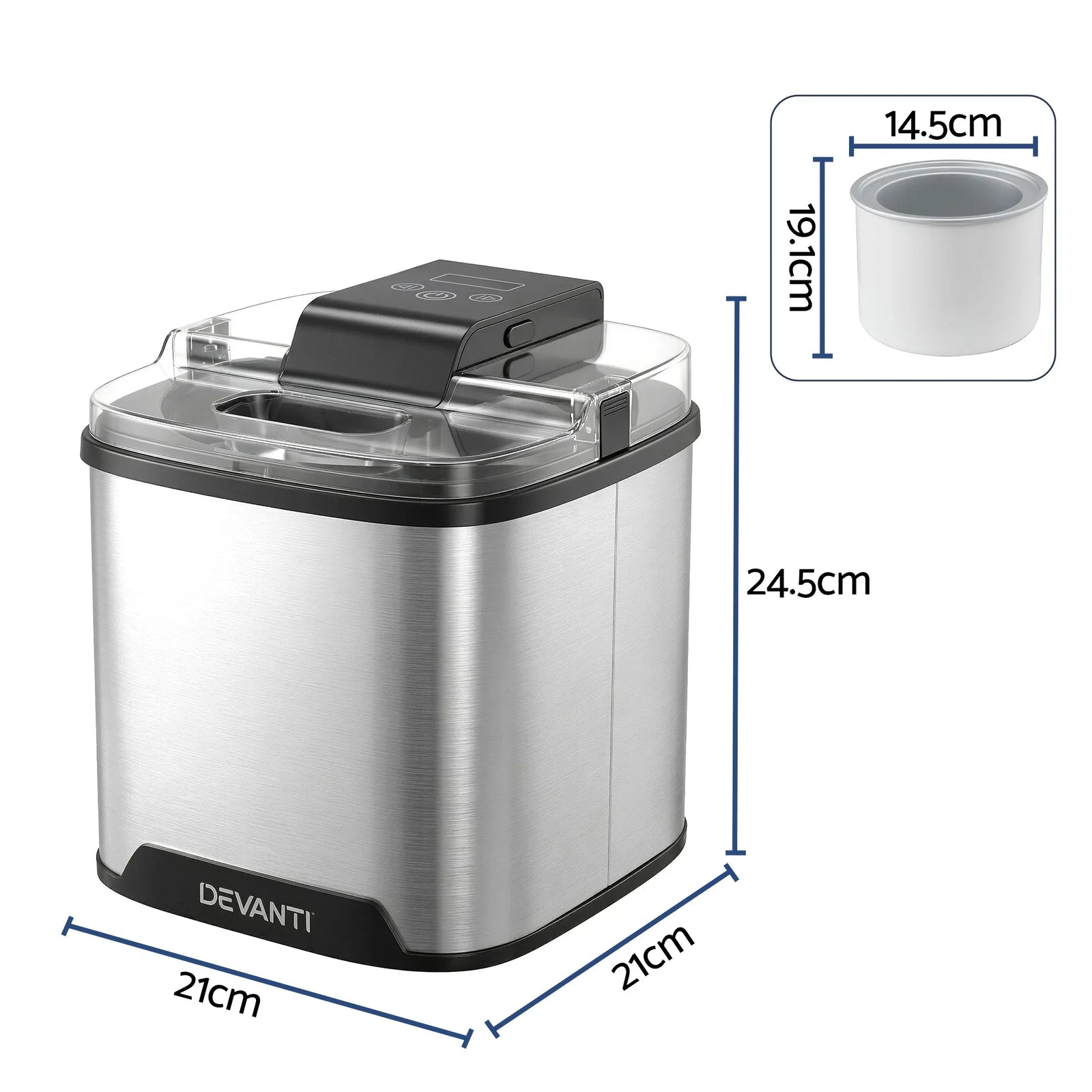 2L Ice Cream Maker with LED Display for Gelato, Frozen Yogurt & Sorbet