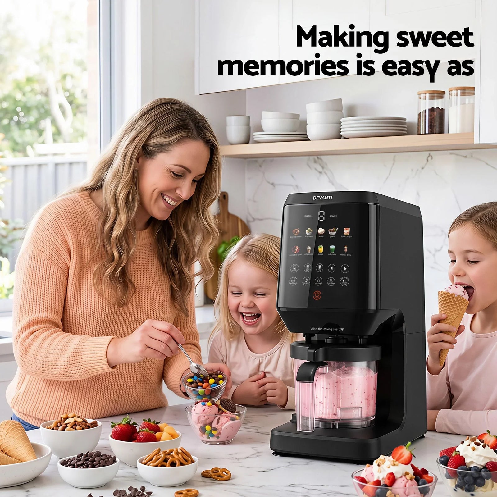 10-in-1 Ice Cream Maker Machine Homemade Gelato Sorbet Smart Portion Control Custom Mix-Ins