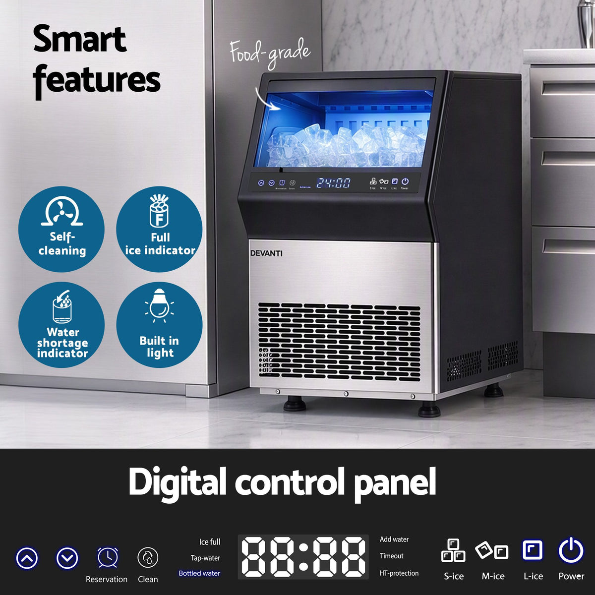 Devanti 35kg Commercial Ice Maker Freestanding Ice Cube Machine