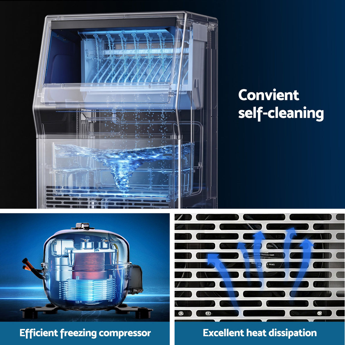 Devanti 35kg Commercial Ice Maker Freestanding Ice Cube Machine